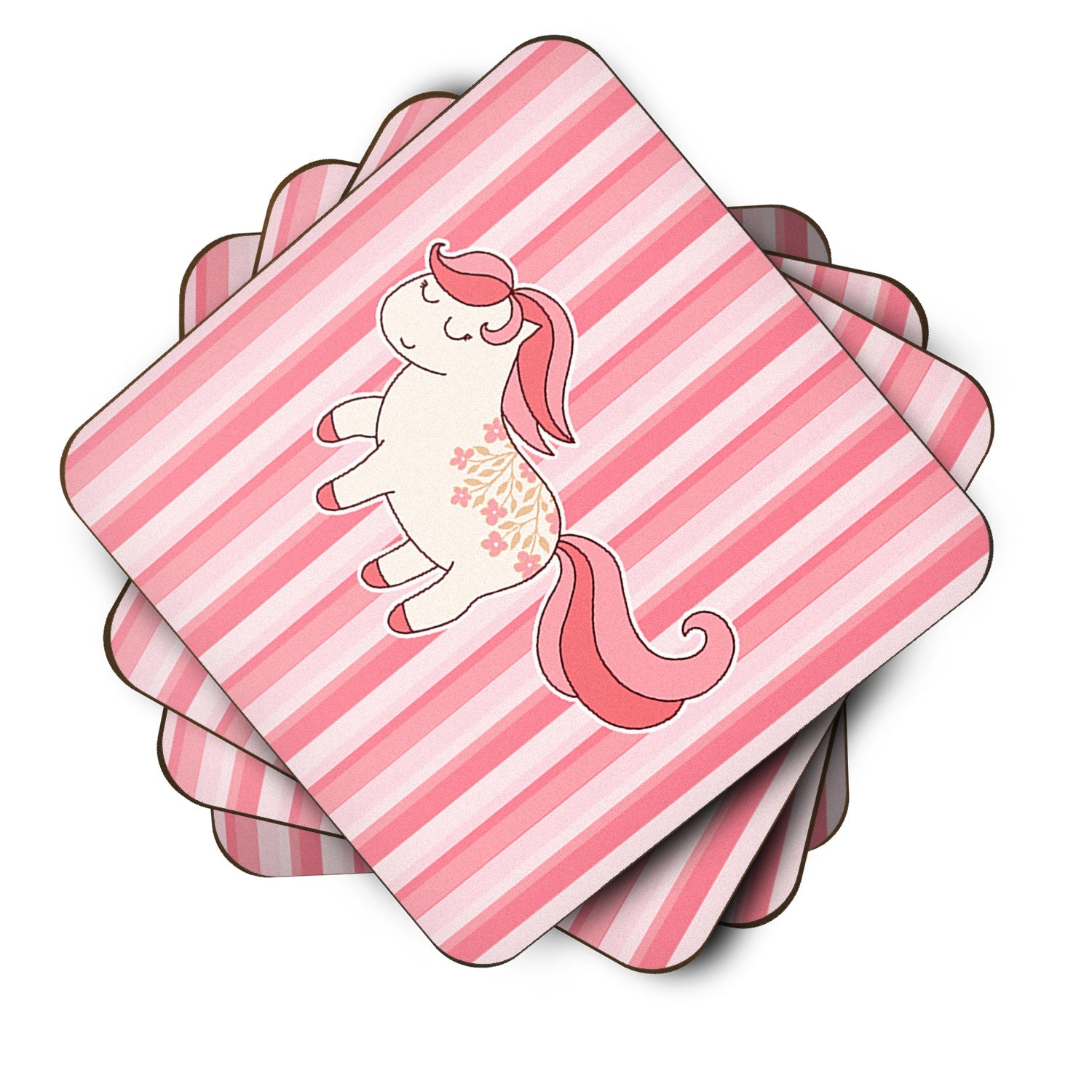 Little Pink Pony Foam Coasters Set of 4 Cup Coasters for Indoor Outdoor, Tabletop Protection, Anti Slip, Mouse pad Material