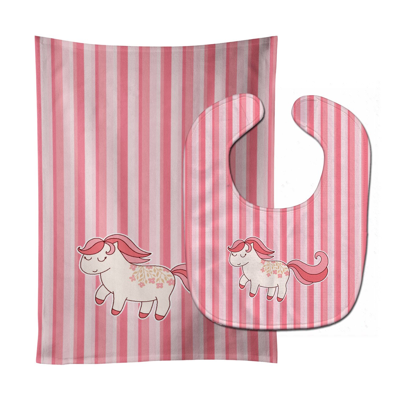 Little Pink Pony Baby Bib & Burp Cloth Easy-Clean Baby Bib Baby Feeding Accessory Baby Mealtime Essential