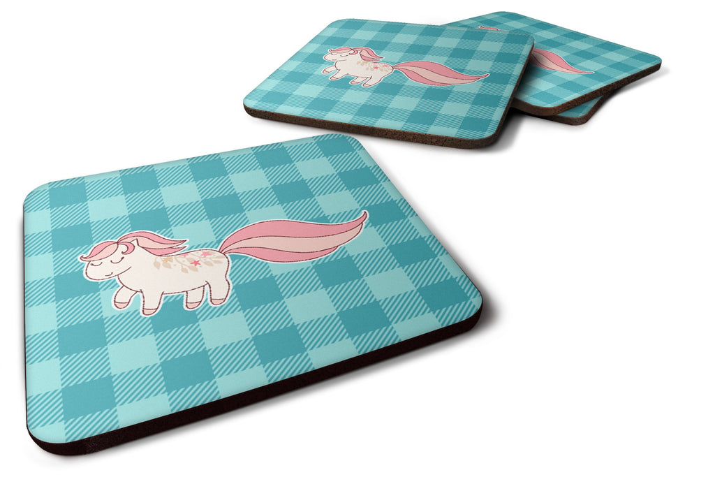 Little Pink Pony Polkadots Foam Coasters Set of 4 Cup Coasters for Indoor Outdoor, Tabletop Protection, Anti Slip, Mouse pad Material
