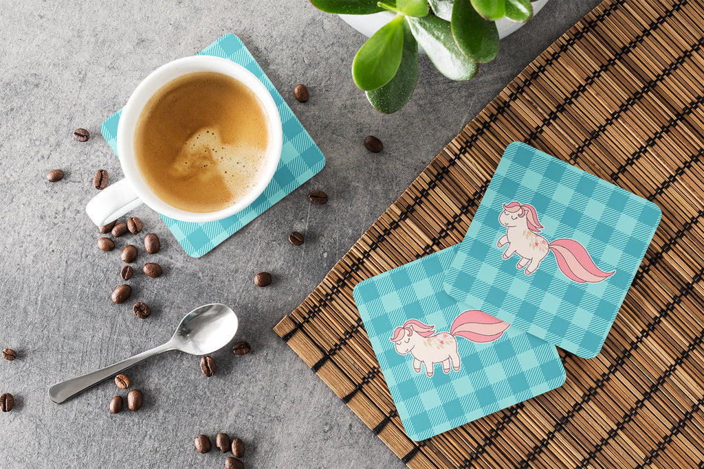 Little Pink Pony Polkadots Foam Coasters Set of 4 Cup Coasters for Indoor Outdoor, Tabletop Protection, Anti Slip, Mouse pad Material