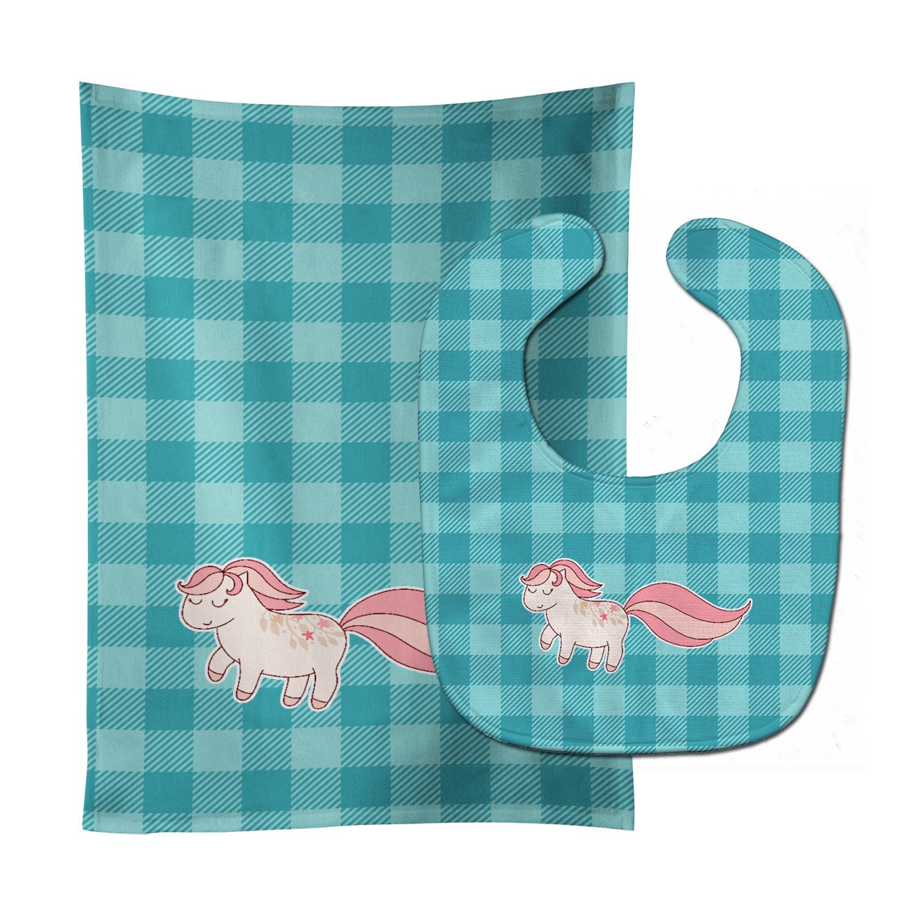 Little Pink Pony Polkadots Baby Bib & Burp Cloth Easy-Clean Baby Bib Baby Feeding Accessory Baby Mealtime Essential