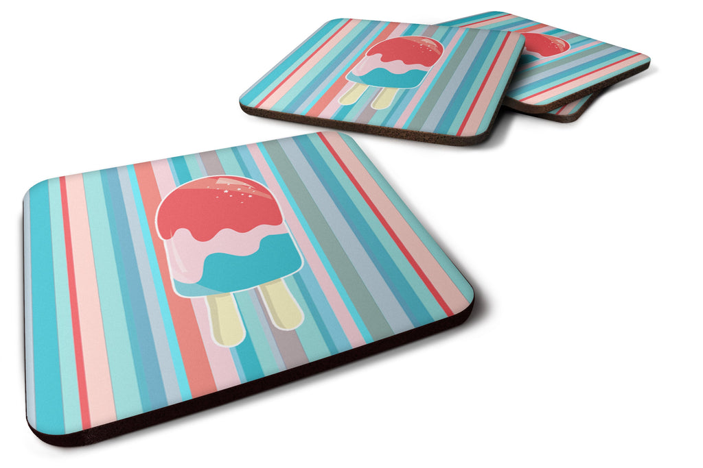 Ice Pop Popcicle Red Pink Blue Foam Coasters Set of 4 Cup Coasters for Indoor Outdoor, Tabletop Protection, Anti Slip, Mouse pad Material