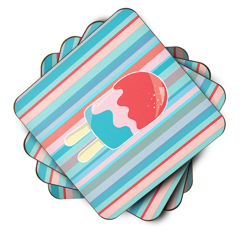 Ice Pop Popcicle Red Pink Blue Foam Coasters Set of 4 Cup Coasters for Indoor Outdoor, Tabletop Protection, Anti Slip, Mouse pad Material