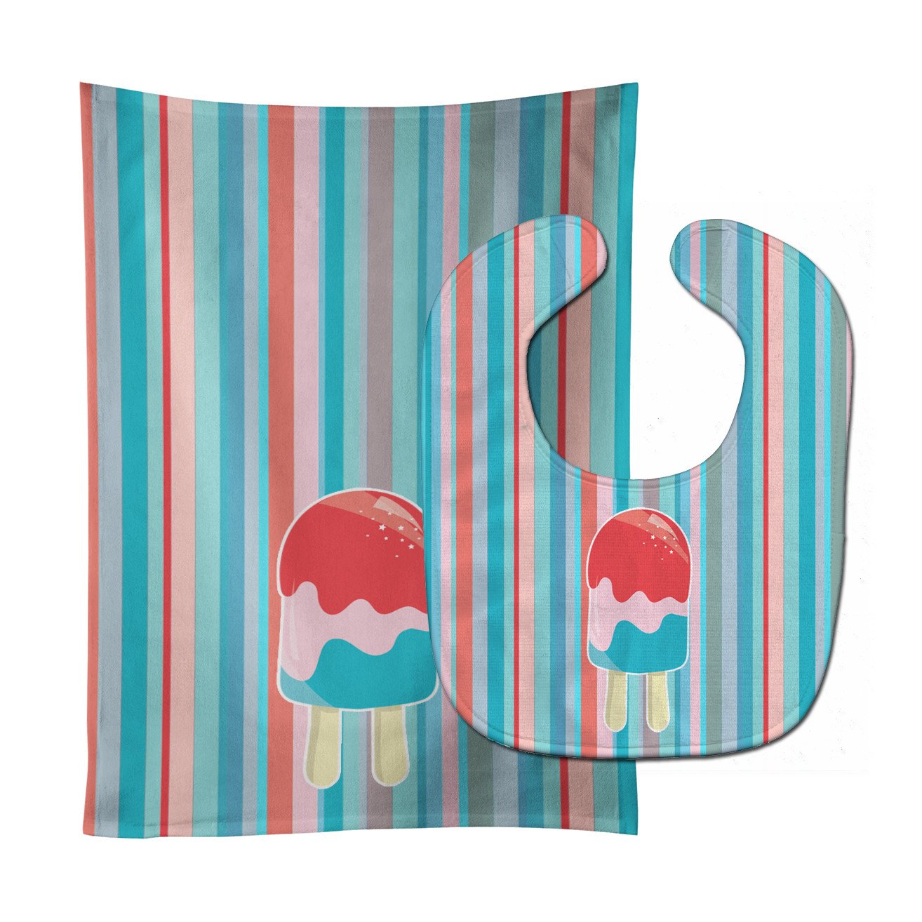 Ice Pop Popcicle Red Pink Blue Baby Bib & Burp Cloth Easy-Clean Baby Bib Baby Feeding Accessory Baby Mealtime Essential