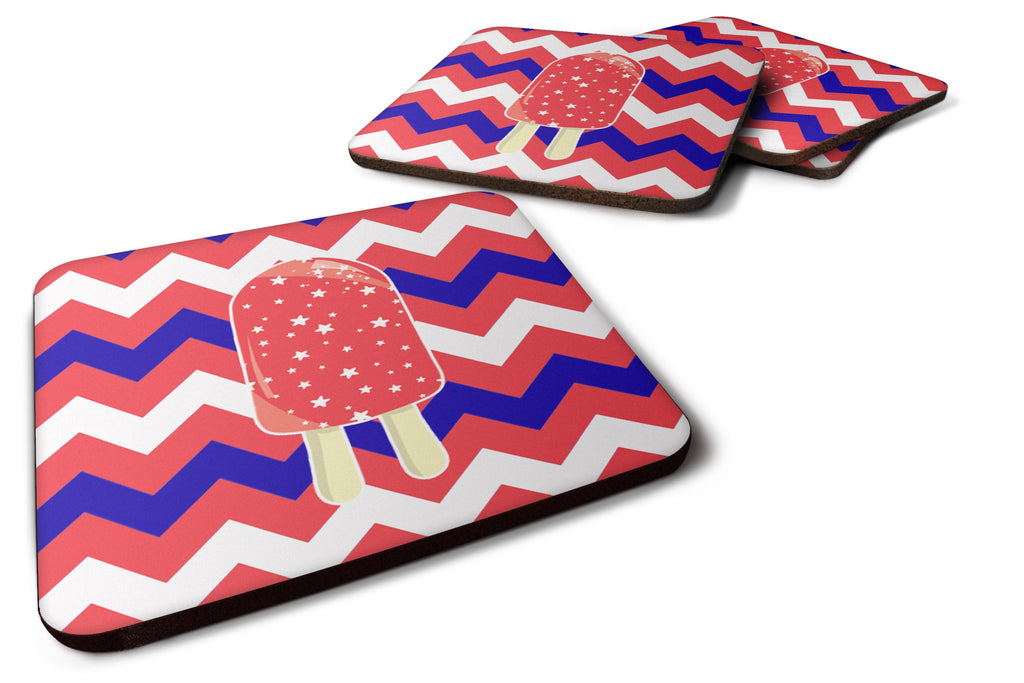 Ice Pop Popcicle Red White Blue Foam Coasters Set of 4 Cup Coasters for Indoor Outdoor, Tabletop Protection, Anti Slip, Mouse pad Material