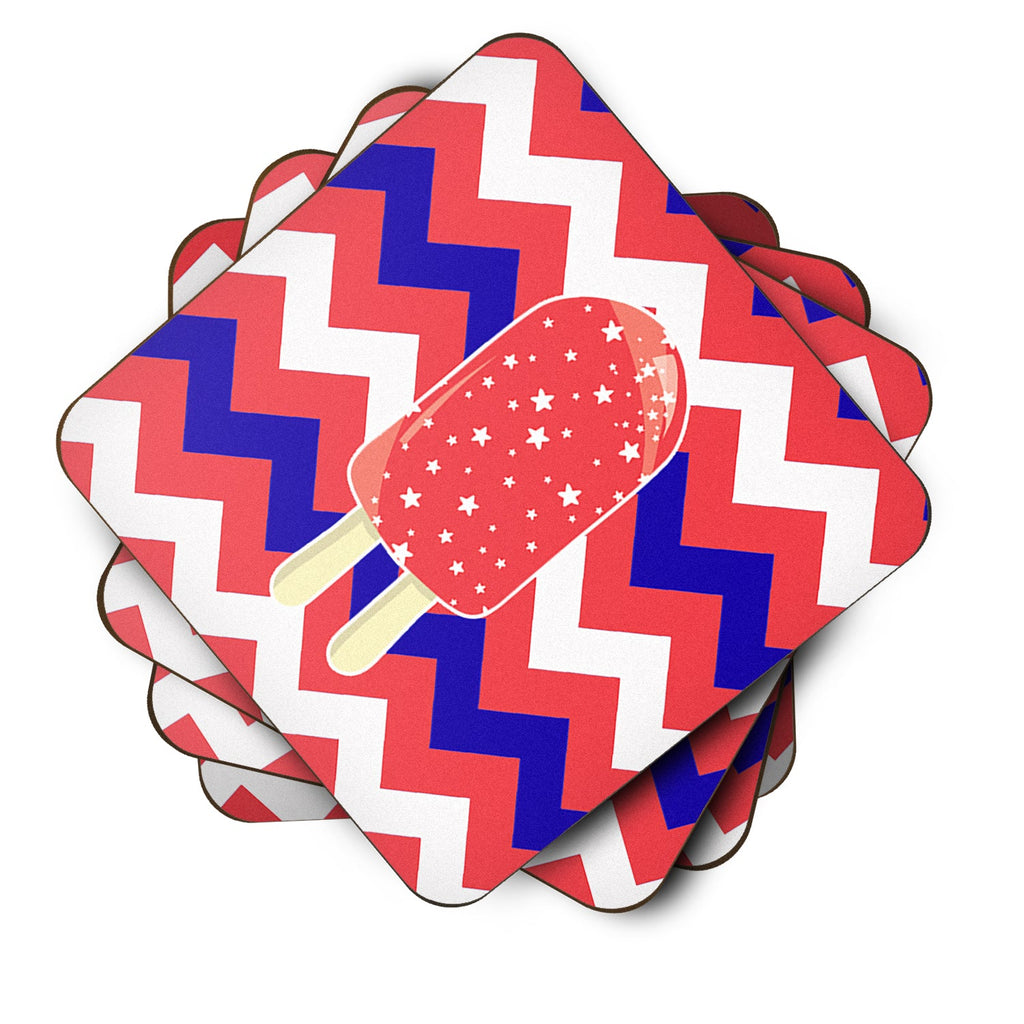 Ice Pop Popcicle Red White Blue Foam Coasters Set of 4 Cup Coasters for Indoor Outdoor, Tabletop Protection, Anti Slip, Mouse pad Material