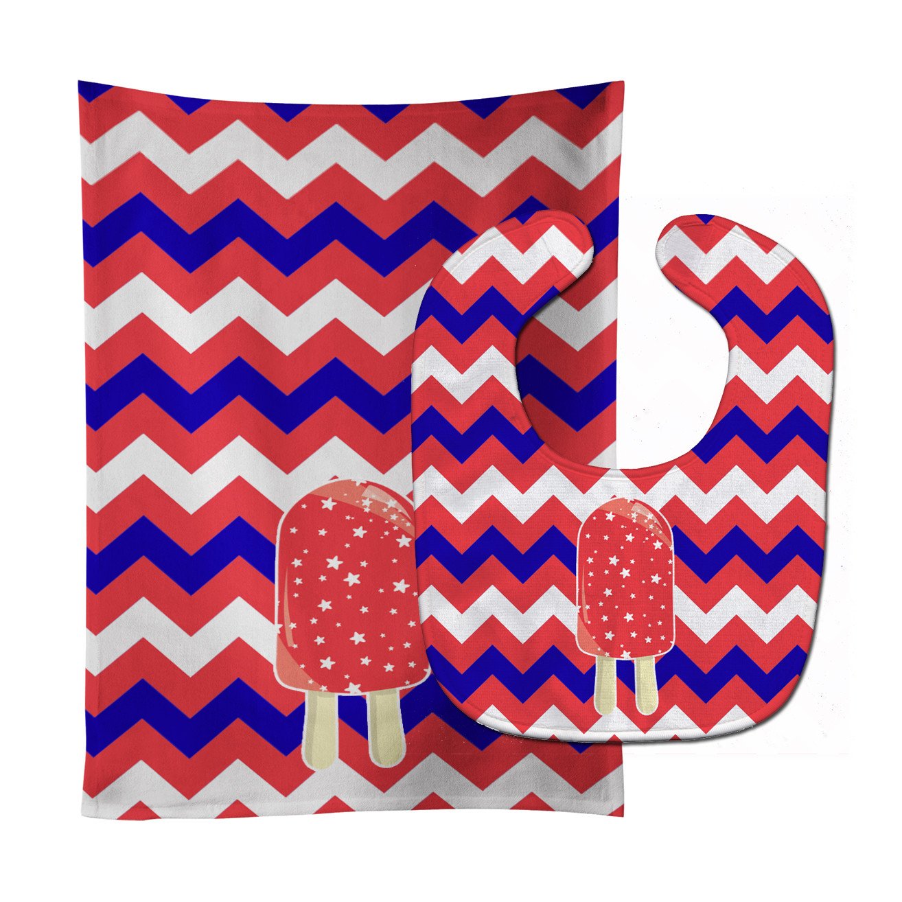 Ice Pop Popcicle Red White Blue Baby Bib & Burp Cloth Easy-Clean Baby Bib Baby Feeding Accessory Baby Mealtime Essential
