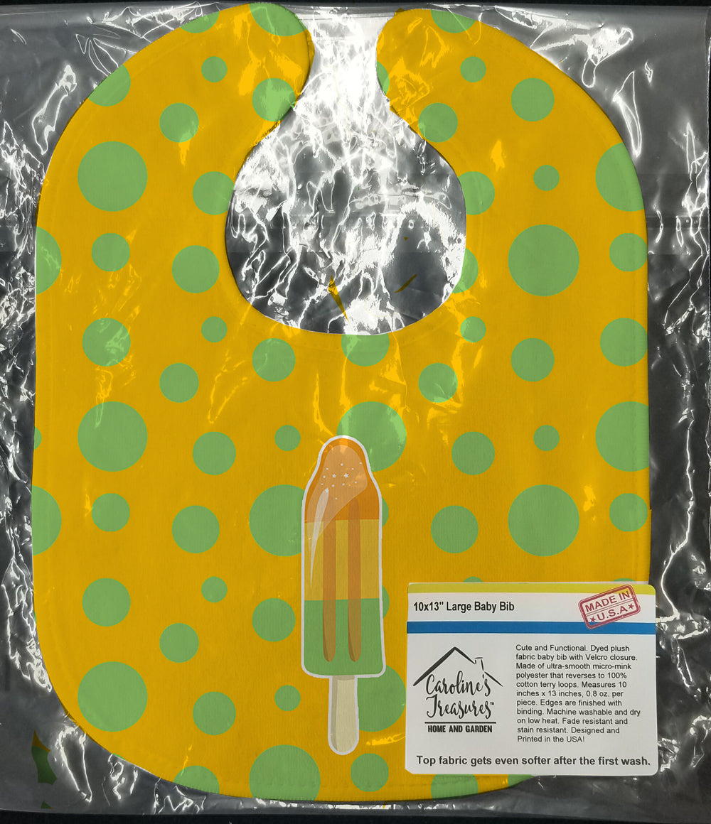 Ice Pop Popcicle Orange Green Baby Bib Easy-Clean Baby Bib Baby Feeding Accessory Baby Mealtime Essential, 10 x 13, Multicolor