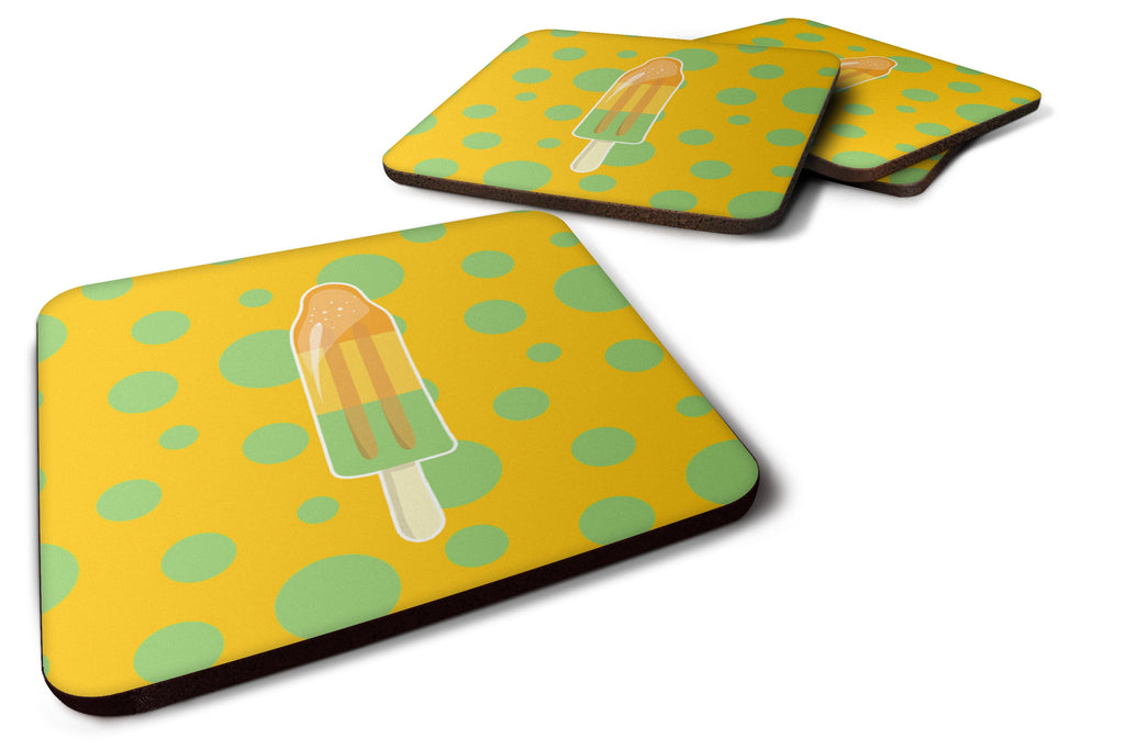 Ice Pop Popcicle Orange Green Foam Coasters Set of 4 Cup Coasters for Indoor Outdoor, Tabletop Protection, Anti Slip, Mouse pad Material