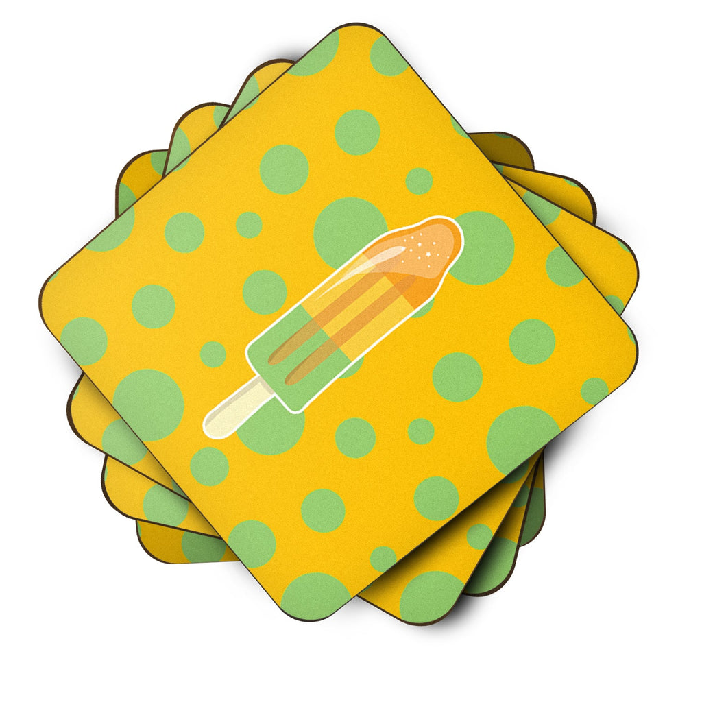 Ice Pop Popcicle Orange Green Foam Coasters Set of 4 Cup Coasters for Indoor Outdoor, Tabletop Protection, Anti Slip, Mouse pad Material