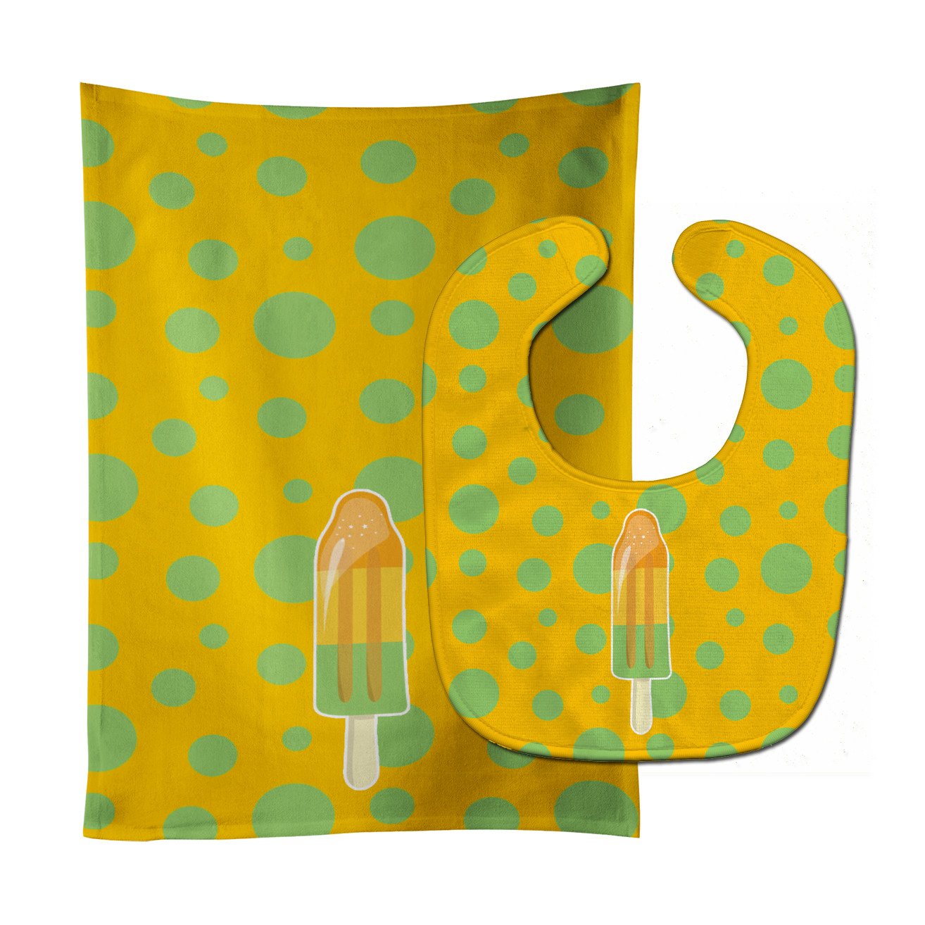 Ice Pop Popcicle Orange Green Baby Bib & Burp Cloth Easy-Clean Baby Bib Baby Feeding Accessory Baby Mealtime Essential