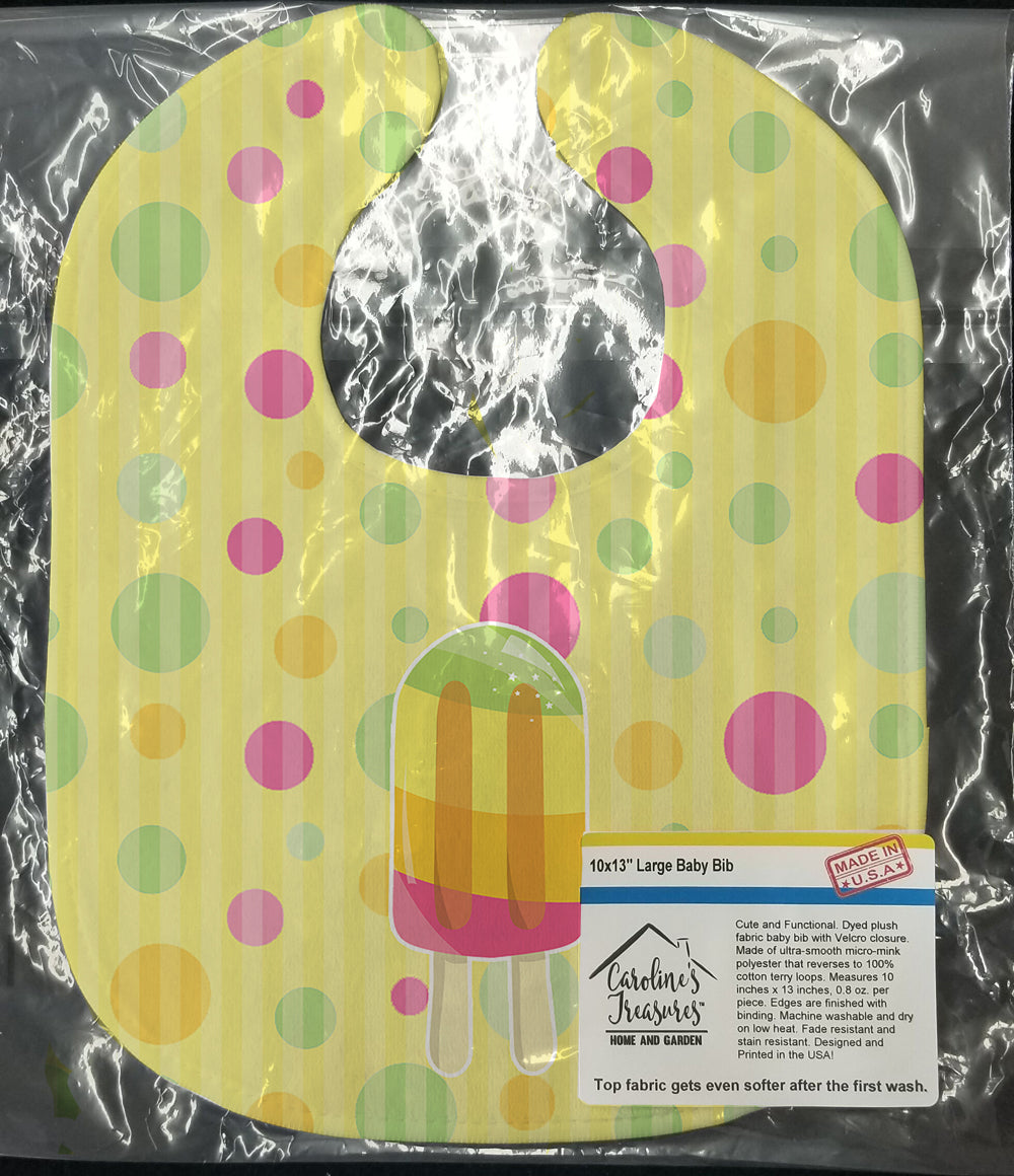 Ice Pop Popcicle Polkadots Baby Bib Easy-Clean Baby Bib Baby Feeding Accessory Baby Mealtime Essential, 10 x 13, Multicolor