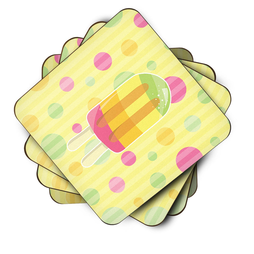 Ice Pop Popcicle Polkadots Foam Coasters Set of 4 Cup Coasters for Indoor Outdoor, Tabletop Protection, Anti Slip, Mouse pad Material