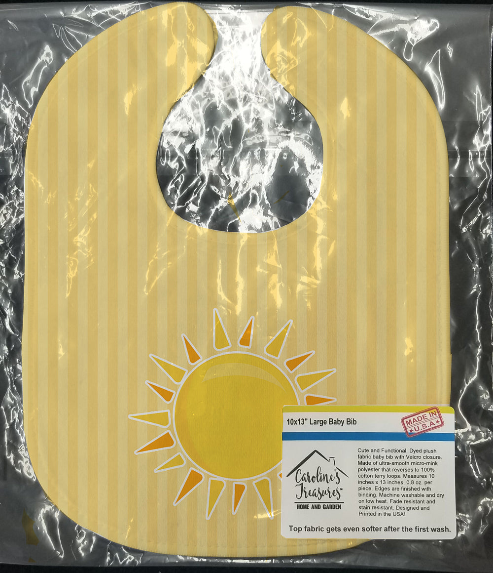 Sunshine Sun on Stripes Baby Bib Easy-Clean Baby Bib Baby Feeding Accessory Baby Mealtime Essential, 10 x 13, Multicolor