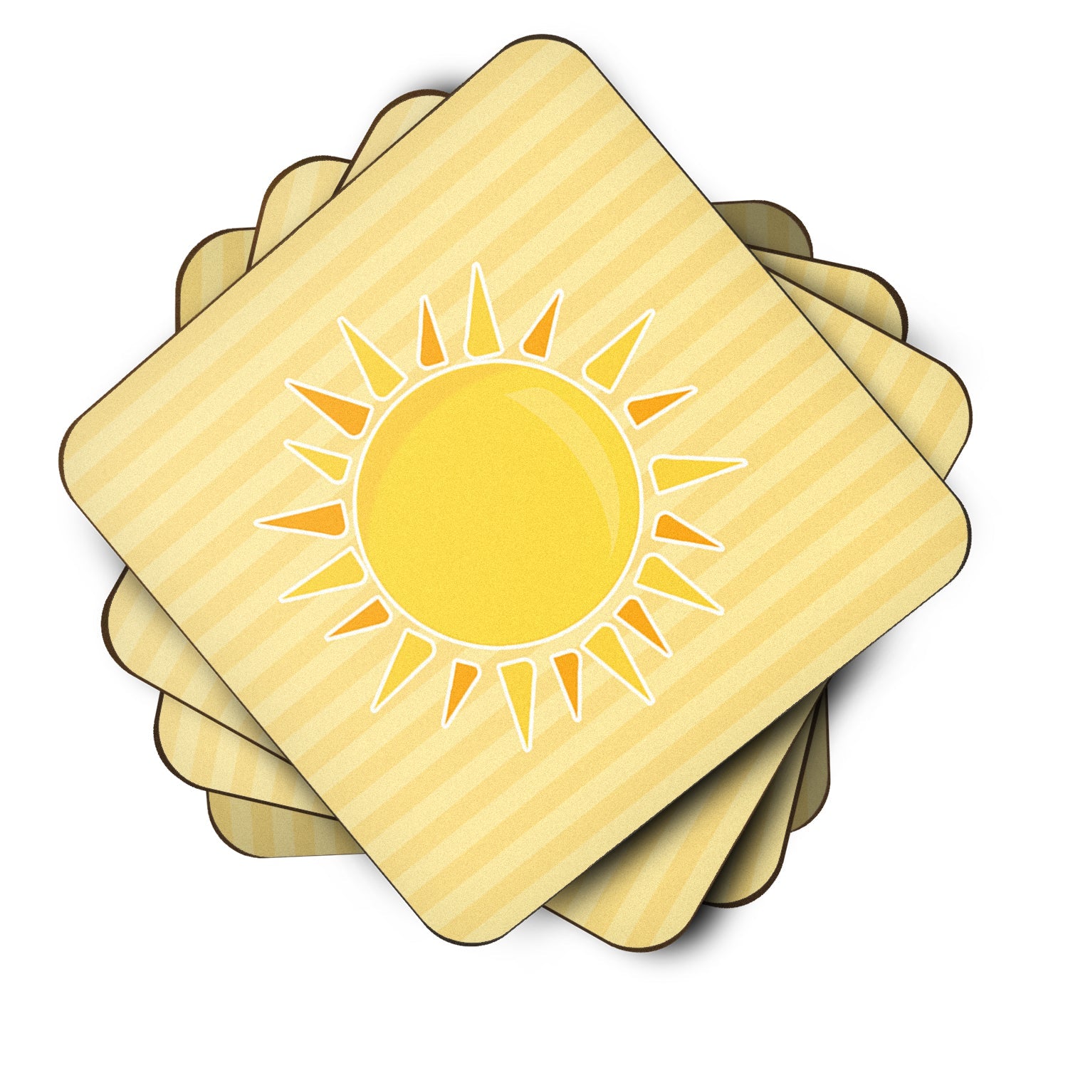 Sunshine Sun on Stripes Foam Coasters Set of 4 Cup Coasters for Indoor Outdoor, Tabletop Protection, Anti Slip, Mouse pad Material