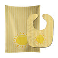 Sunshine Sun on Stripes Baby Bib & Burp Cloth Easy-Clean Baby Bib Baby Feeding Accessory Baby Mealtime Essential