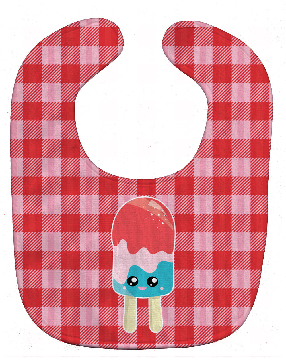 Ice Pop Popcicle Face Gingham Baby Bib Easy-Clean Baby Bib Baby Feeding Accessory Baby Mealtime Essential, 10 x 13, Multicolor
