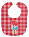 Ice Pop Popcicle Face Gingham Baby Bib Easy-Clean Baby Bib Baby Feeding Accessory Baby Mealtime Essential, 10 x 13, Multicolor
