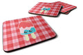 Ice Pop Popcicle Face Gingham Foam Coasters Set of 4 Cup Coasters for Indoor Outdoor, Tabletop Protection, Anti Slip, Mouse pad Material