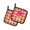 Ice Pop Popcicle Face Gingham Pot Holder Set of 2 Heat Resistant Quilted Hot Pads 7.5 x 7.5 Inch, Insulated Kitchen Trivets for Cooking & Baking