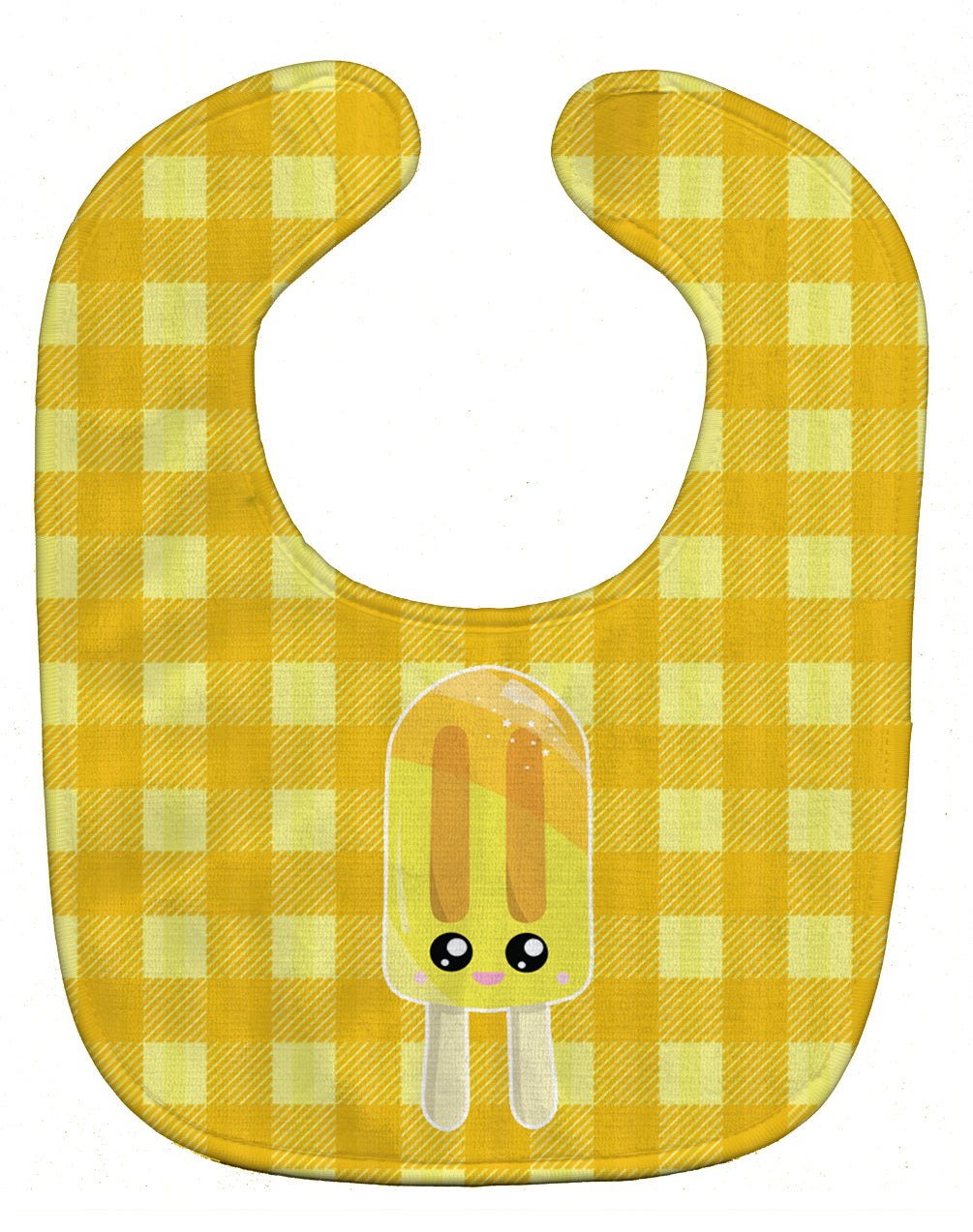 Ice Pop Popcicle Face Gingham Yellow Baby Bib Easy-Clean Baby Bib Baby Feeding Accessory Baby Mealtime Essential, 10 x 13, Multicolor