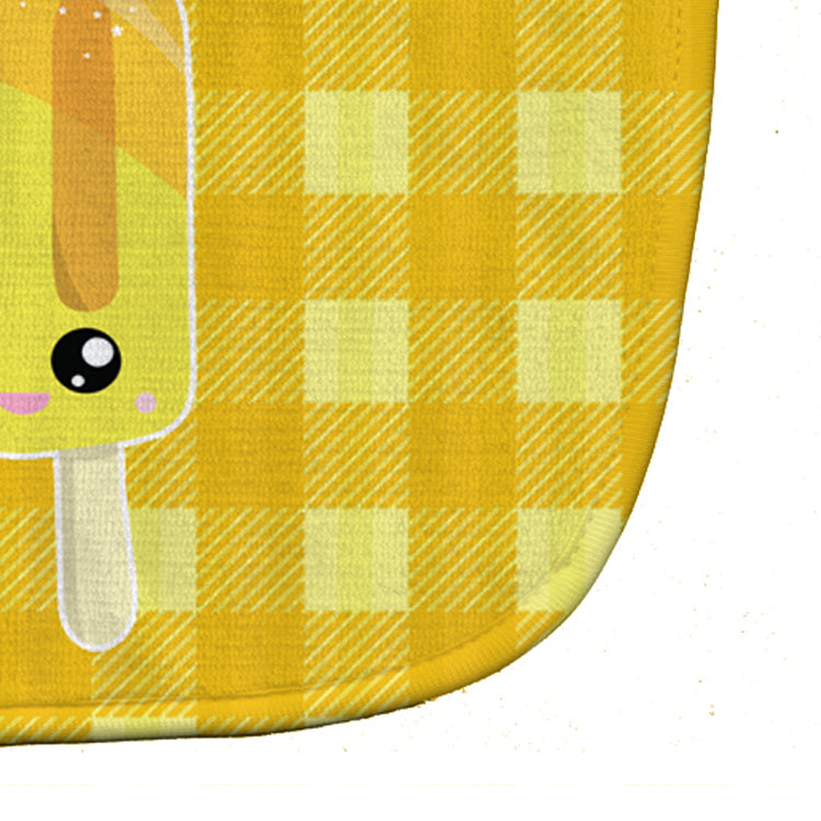Ice Pop Popcicle Face Gingham Yellow Baby Bib Easy-Clean Baby Bib Baby Feeding Accessory Baby Mealtime Essential, 10 x 13, Multicolor