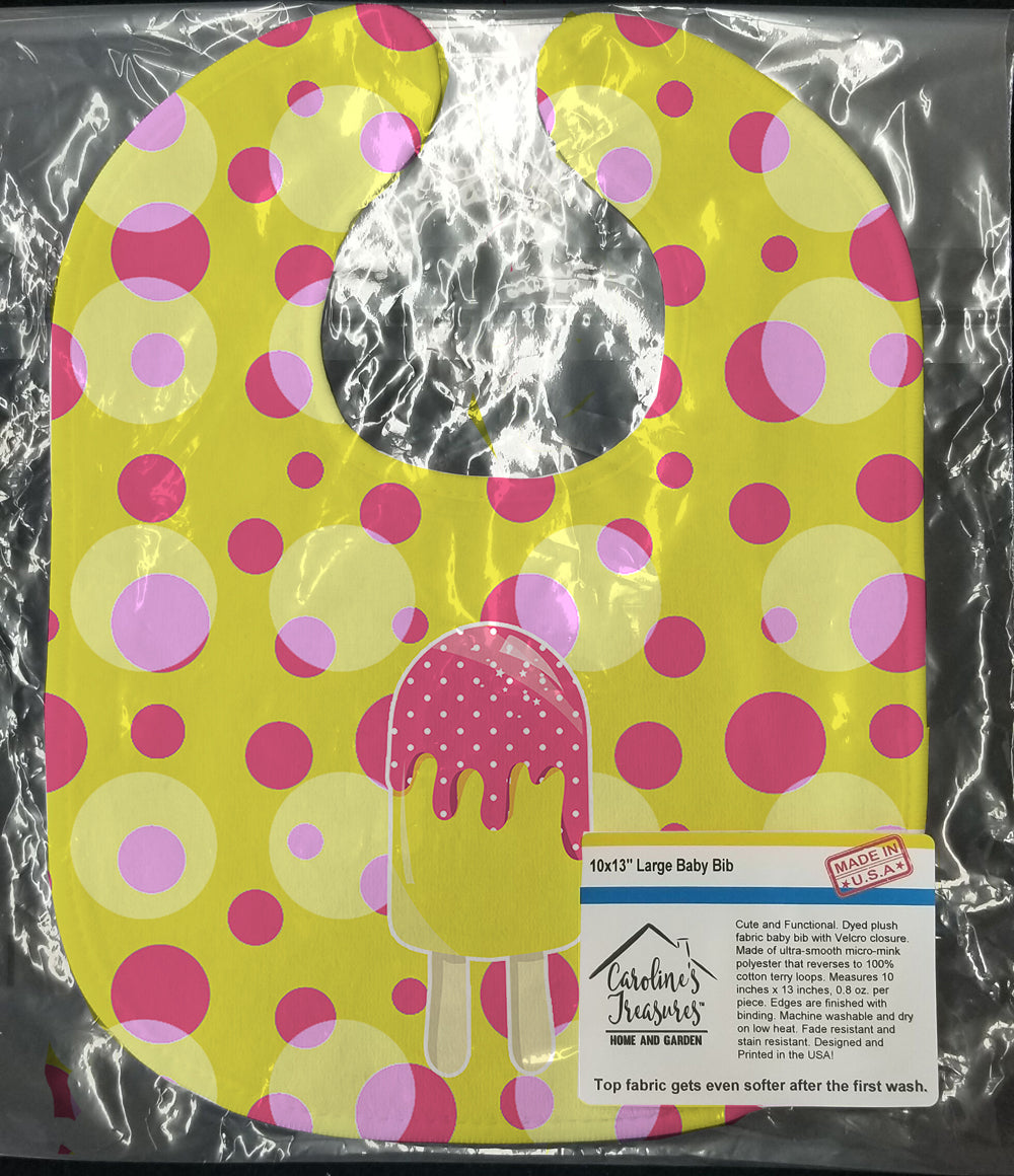 Ice Pop Popcicle Pink Yellow Baby Bib Easy-Clean Baby Bib Baby Feeding Accessory Baby Mealtime Essential, 10 x 13, Multicolor