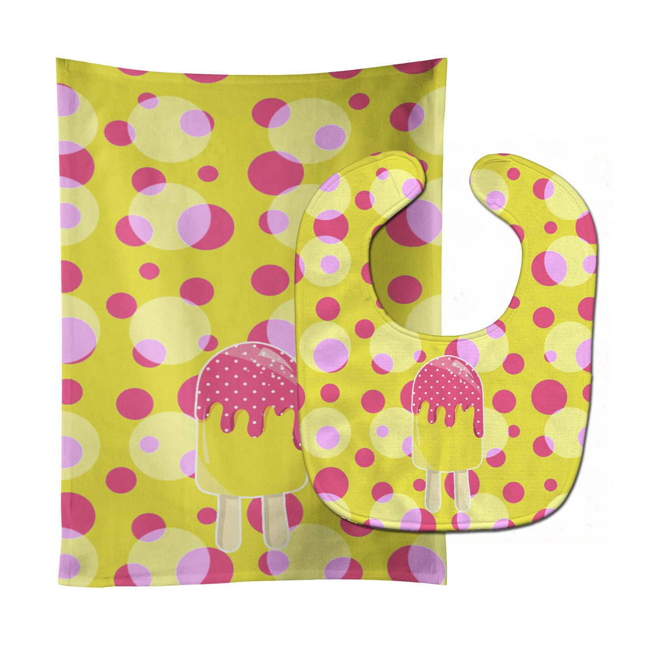 Ice Pop Popcicle Pink Yellow Baby Bib & Burp Cloth Easy-Clean Baby Bib Baby Feeding Accessory Baby Mealtime Essential