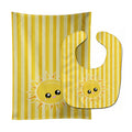 Sunshine Sun Face on Stripes Baby Bib & Burp Cloth Easy-Clean Baby Bib Baby Feeding Accessory Baby Mealtime Essential