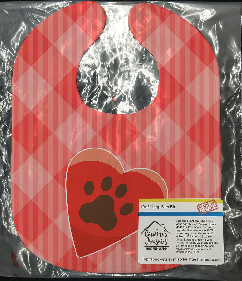 Puppy Pawprint Heart Baby Bib Easy-Clean Baby Bib Baby Feeding Accessory Baby Mealtime Essential, 10 x 13, Multicolor