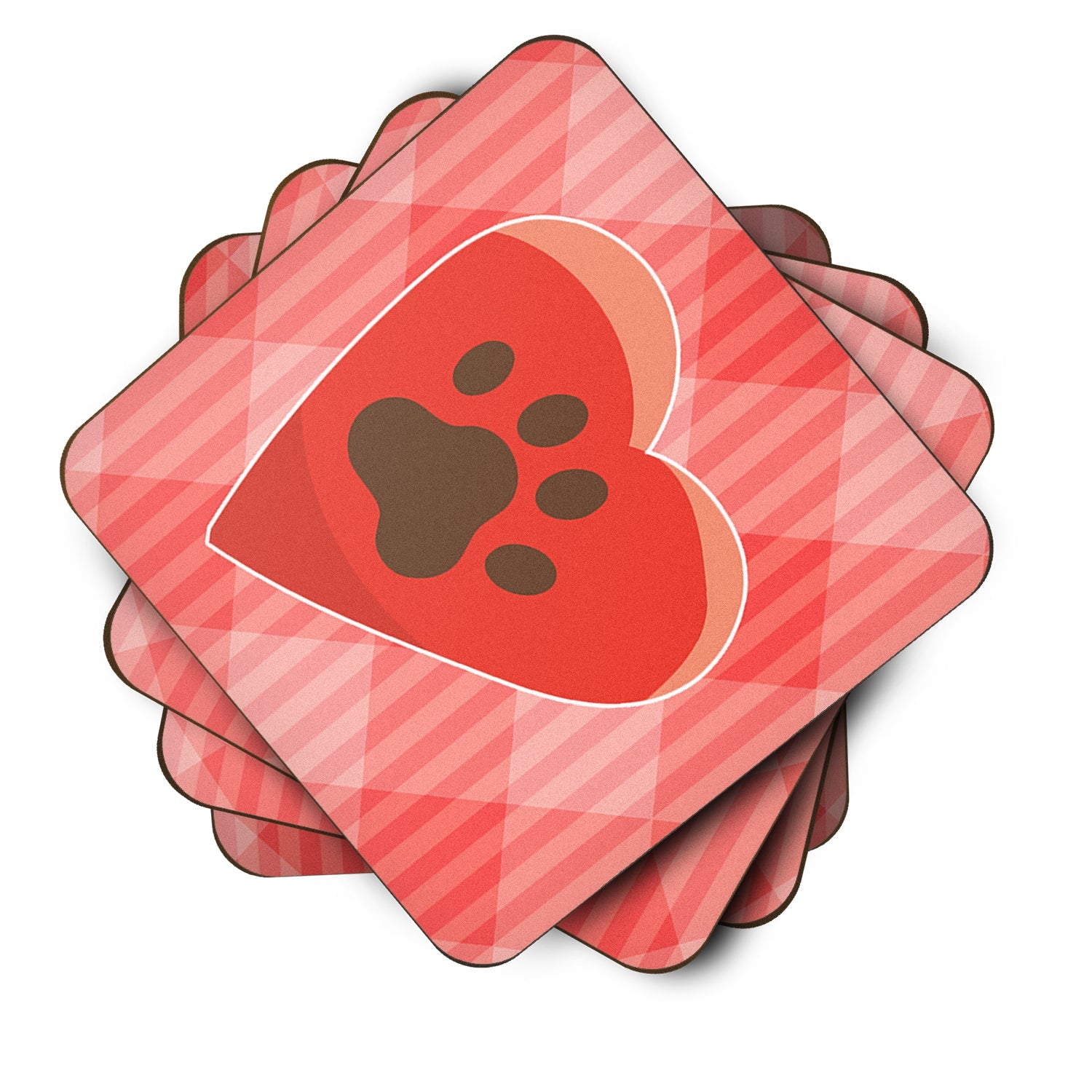 Puppy Pawprint Heart Foam Coasters Set of 4 Cup Coasters for Indoor Outdoor, Tabletop Protection, Anti Slip, Mouse pad Material