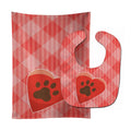 Puppy Pawprint Heart Baby Bib & Burp Cloth Easy-Clean Baby Bib Baby Feeding Accessory Baby Mealtime Essential
