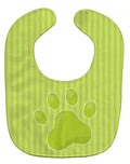 Puppy Pawprint Green Stripes Baby Bib Easy-Clean Baby Bib Baby Feeding Accessory Baby Mealtime Essential, 10 x 13, Multicolor