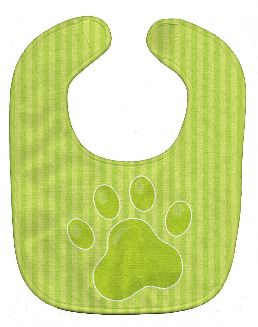 Puppy Pawprint Green Stripes Baby Bib Easy-Clean Baby Bib Baby Feeding Accessory Baby Mealtime Essential, 10 x 13, Multicolor