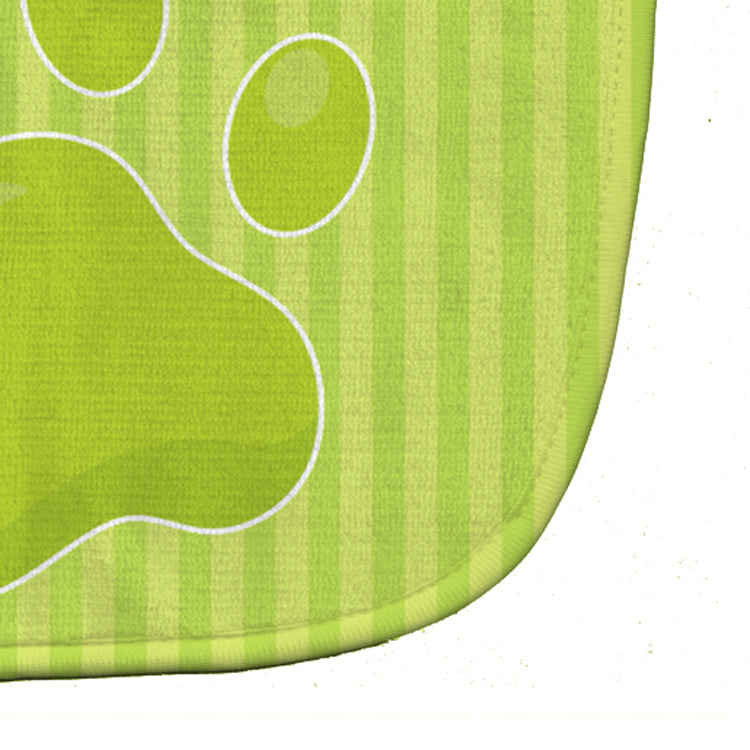 Puppy Pawprint Green Stripes Baby Bib Easy-Clean Baby Bib Baby Feeding Accessory Baby Mealtime Essential, 10 x 13, Multicolor