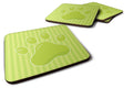Puppy Pawprint Green Stripes Foam Coasters Set of 4 Cup Coasters for Indoor Outdoor, Tabletop Protection, Anti Slip, Mouse pad Material