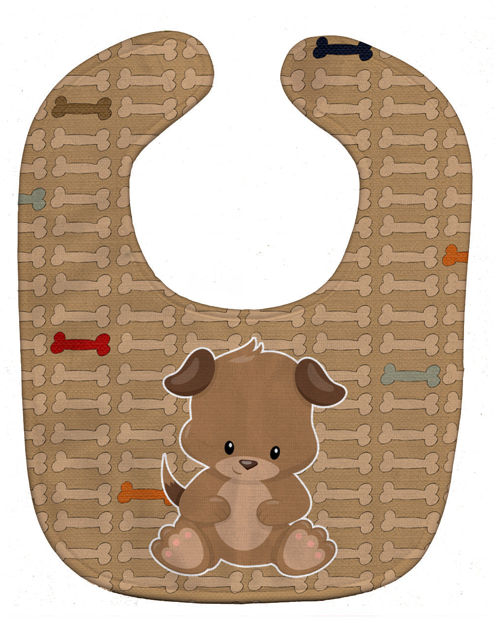 Puppy on Brown Bones Baby Bib Easy-Clean Baby Bib Baby Feeding Accessory Baby Mealtime Essential, 10 x 13, Multicolor