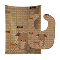 Puppy on Brown Bones Baby Bib & Burp Cloth Easy-Clean Baby Bib Baby Feeding Accessory Baby Mealtime Essential