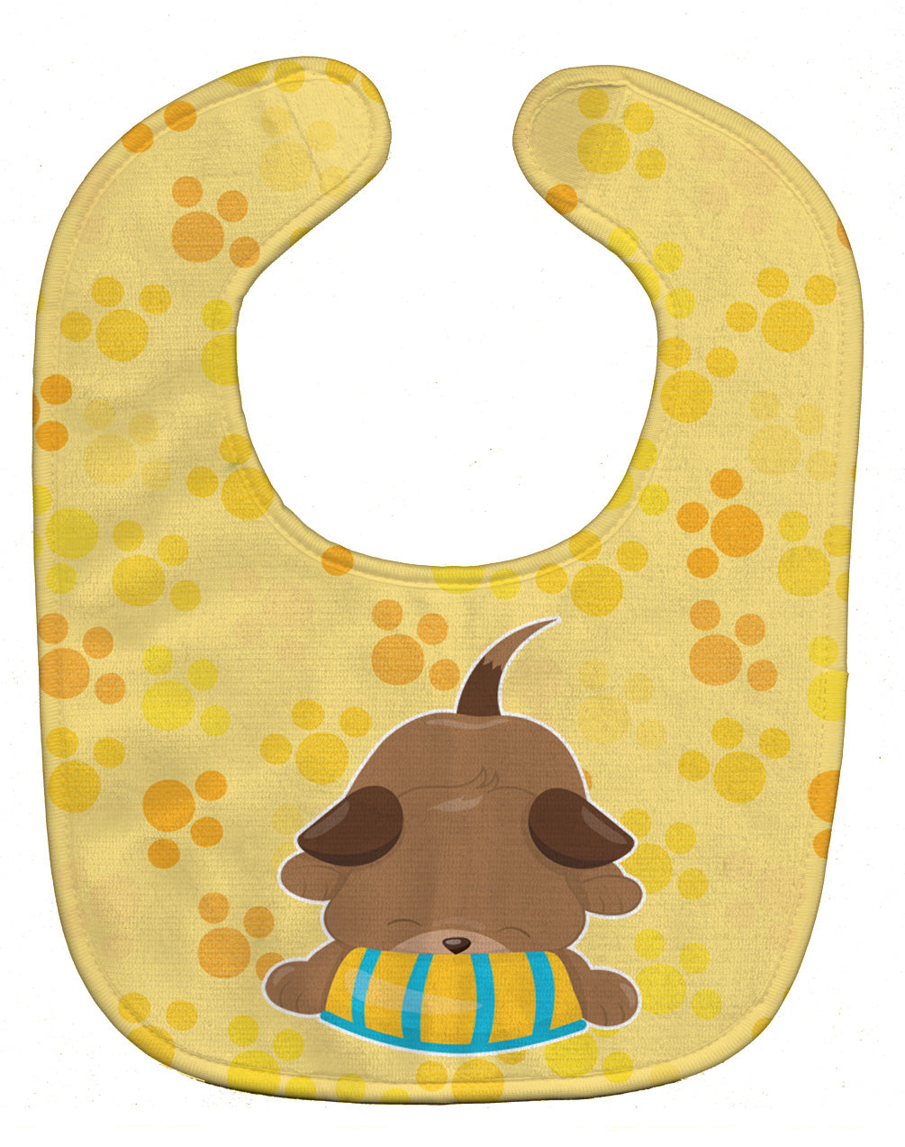 Puppy on Yellow Pawprints Baby Bib Easy-Clean Baby Bib Baby Feeding Accessory Baby Mealtime Essential, 10 x 13, Multicolor