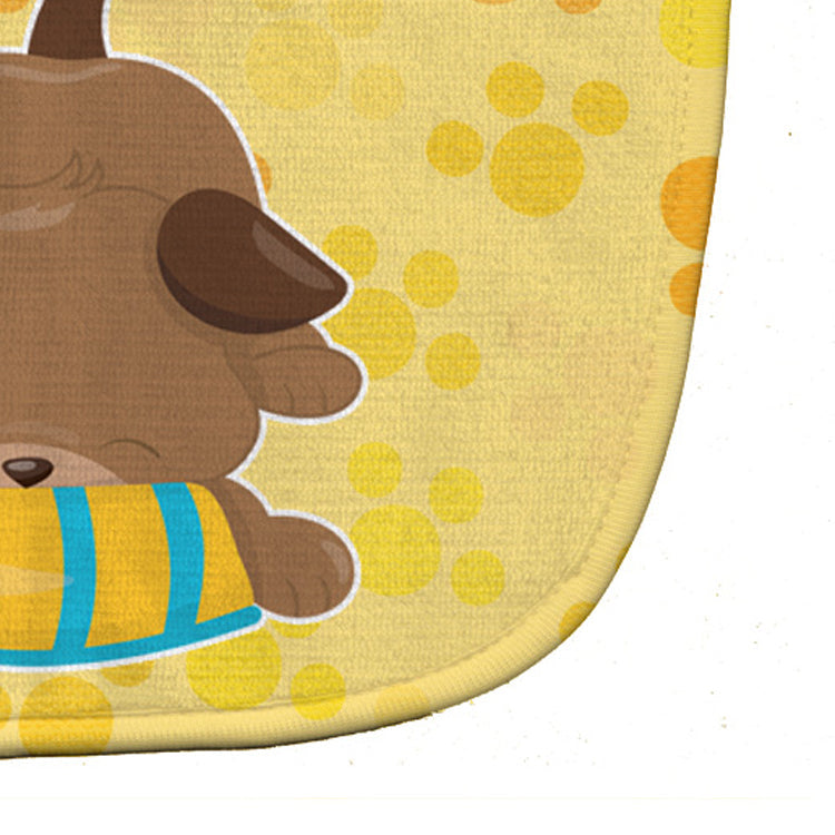 Puppy on Yellow Pawprints Baby Bib Easy-Clean Baby Bib Baby Feeding Accessory Baby Mealtime Essential, 10 x 13, Multicolor