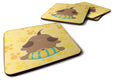 Puppy on Yellow Pawprints Foam Coasters Set of 4 Cup Coasters for Indoor Outdoor, Tabletop Protection, Anti Slip, Mouse pad Material