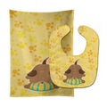 Puppy on Yellow Pawprints Baby Bib & Burp Cloth Easy-Clean Baby Bib Baby Feeding Accessory Baby Mealtime Essential