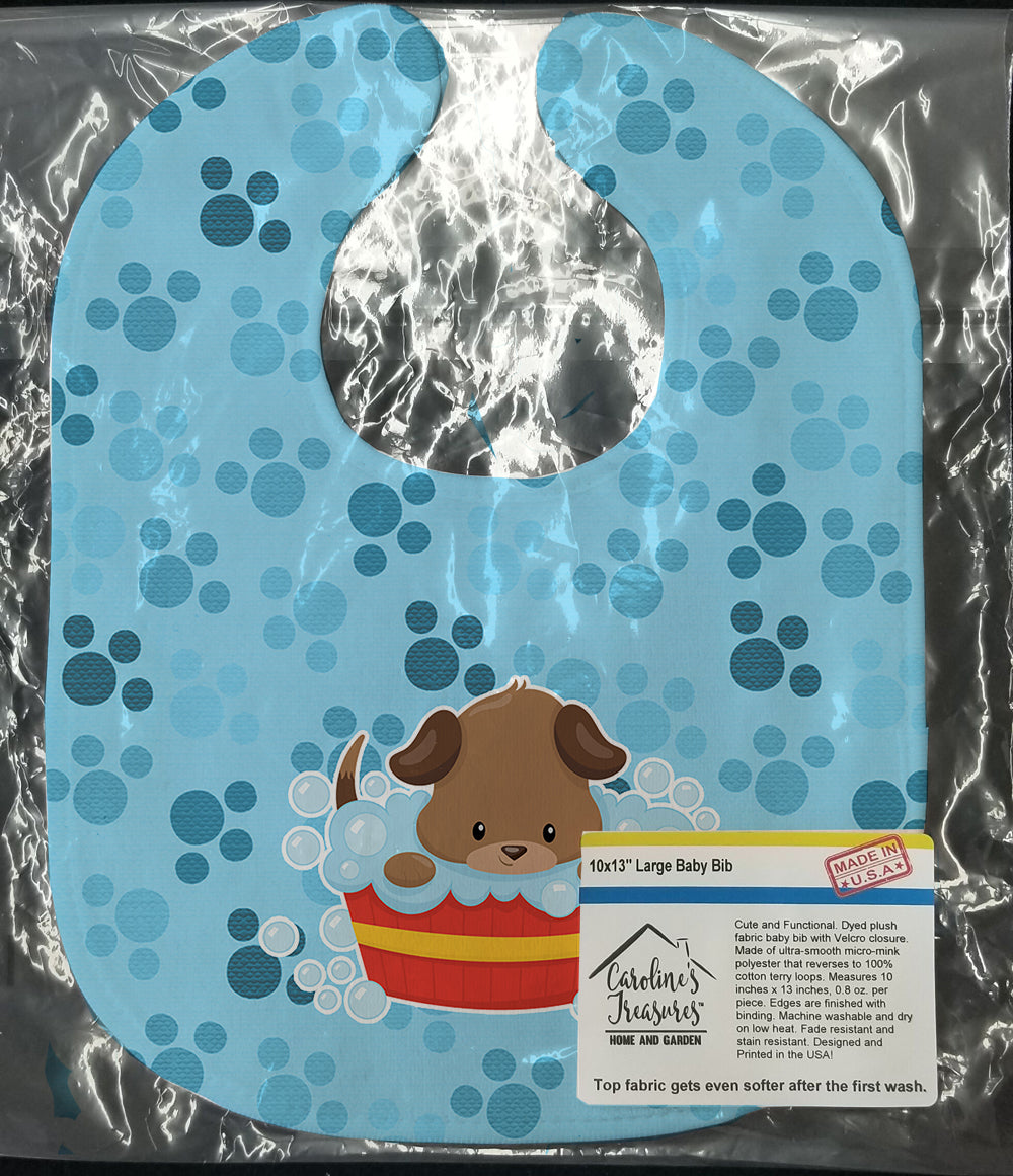 Puppy taking a bath Baby Bib Easy-Clean Baby Bib Baby Feeding Accessory Baby Mealtime Essential, 10 x 13, Multicolor