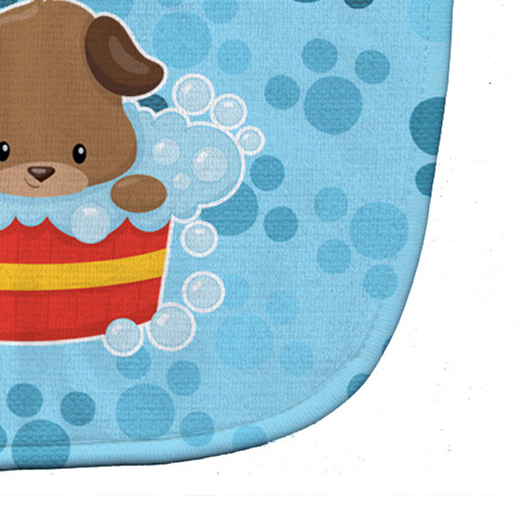Puppy taking a bath Baby Bib Easy-Clean Baby Bib Baby Feeding Accessory Baby Mealtime Essential, 10 x 13, Multicolor