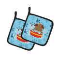 Puppy taking a bath Pot Holder Set of 2 Heat Resistant Quilted Hot Pads 7.5 x 7.5 Inch, Insulated Kitchen Trivets for Cooking & Baking