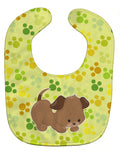 Puppy on Green Pawprints Baby Bib Easy-Clean Baby Bib Baby Feeding Accessory Baby Mealtime Essential, 10 x 13, Multicolor