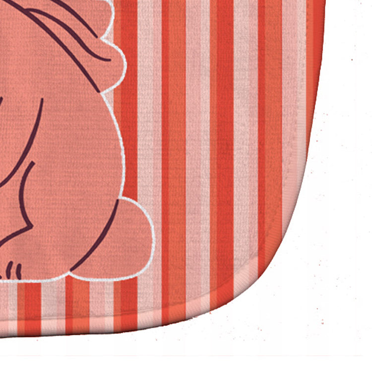 Rabbit on Pink Stripes Baby Bib Easy-Clean Baby Bib Baby Feeding Accessory Baby Mealtime Essential, 10 x 13, Multicolor