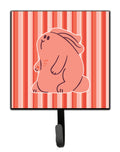 Rabbit on Pink Stripes Leash or Key Holder Wall Hooks, Key Hooks Holder, Coat Rack Wall Mount, Coat Hooks, Hooks for Hanging Keys, Towels, Aprons, Leashes