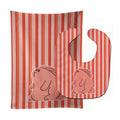 Rabbit on Pink Stripes Baby Bib & Burp Cloth Easy-Clean Baby Bib Baby Feeding Accessory Baby Mealtime Essential