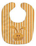 Rabbit on Stripes Baby Bib Easy-Clean Baby Bib Baby Feeding Accessory Baby Mealtime Essential, 10 x 13, Multicolor